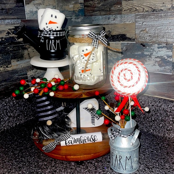 Snowman Faux Marshmallows Decor with Mason Jar - Picture 2 of 4